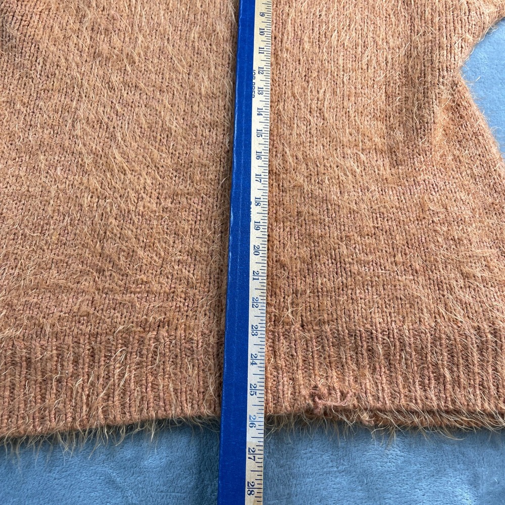 Free People Nevermind Sm Orange Shaggy Knit Button Front Sweater Oversized READ - Picture 7 of 16